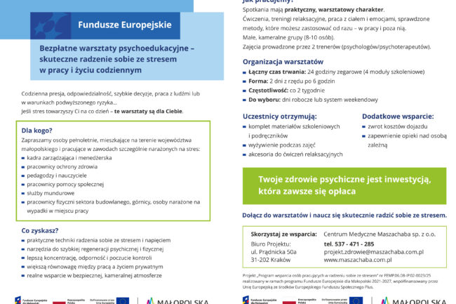 Bezpłatne warsztaty radzenia sobie ze stresem dla mieszkańców